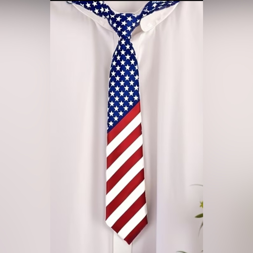 Patriotic Stars & Stripes Tie - Red, White & Blue